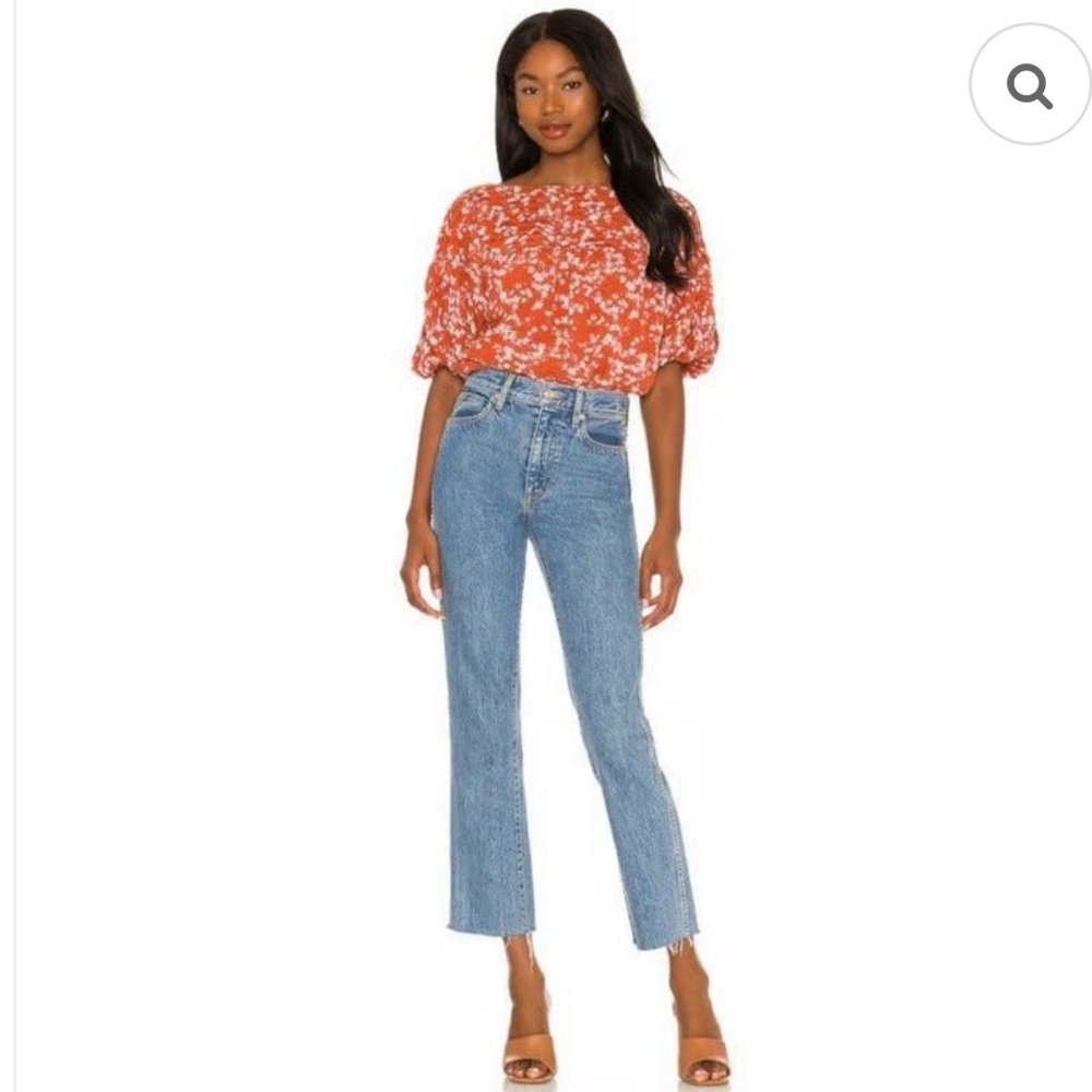 Intimately Free Free People Dessa Bodysuit Orange Floral‎ Fall Size Medium